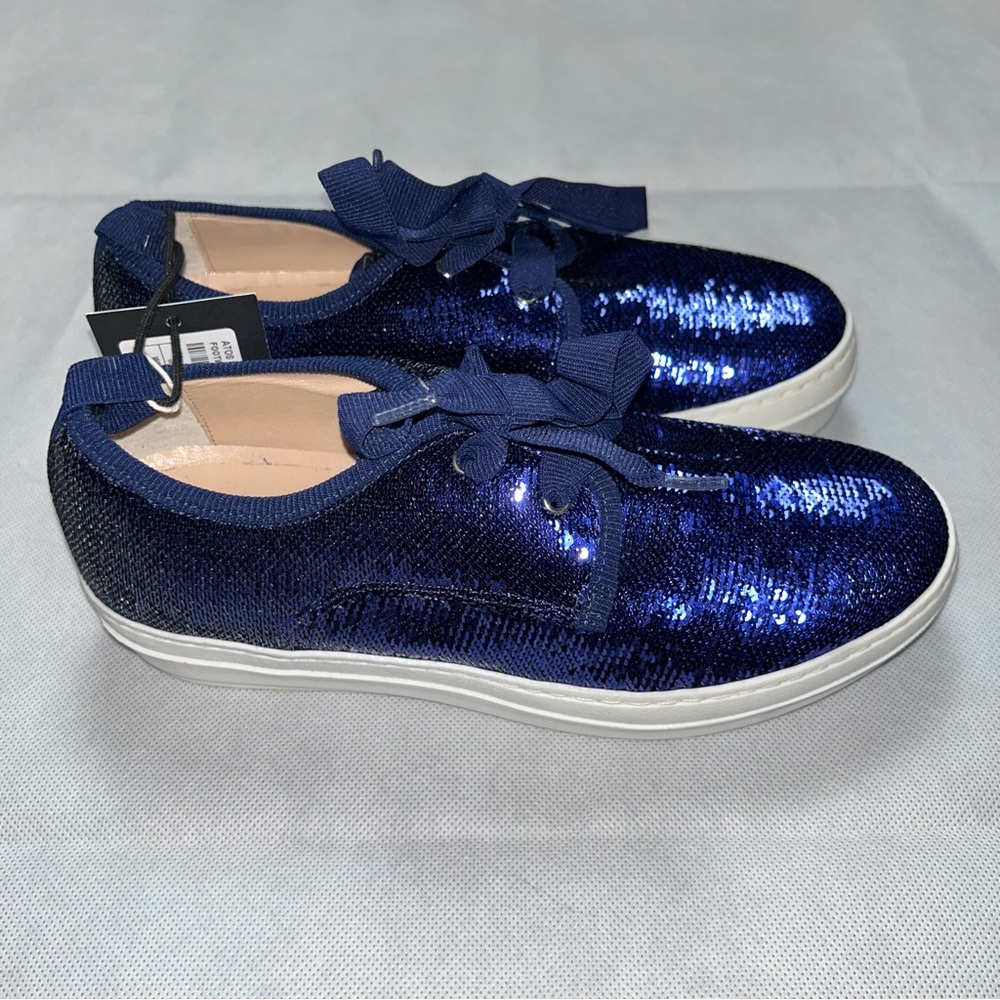 Atos Lombardini royal blue sequin sneakers NWOB size 36